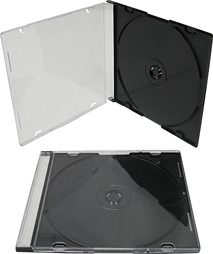 100 x ULTRA THIN 5.2mm Clear CD Jewel Boxes with Built In Black Tray #CDBS52 - HALF THE THICKNESS OF A NORMAL CD JEWEL BOX!