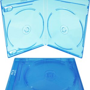 (100) Empty Standard DOUBLE Blue Replacement Boxes / Cases for Blu-Ray Disc Movies #BR2R12BL