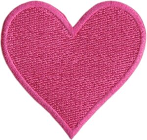 hot pink heart - embroidered iron on patch