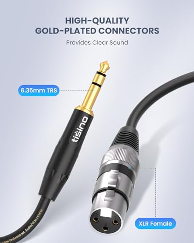 tisino XLR Female to 1/4 Inch (6.35mm) TRS Jack Lead Balanced Signal Interconnect Cable XLR to Quarter inch Patch Cable - 6.6 Feet