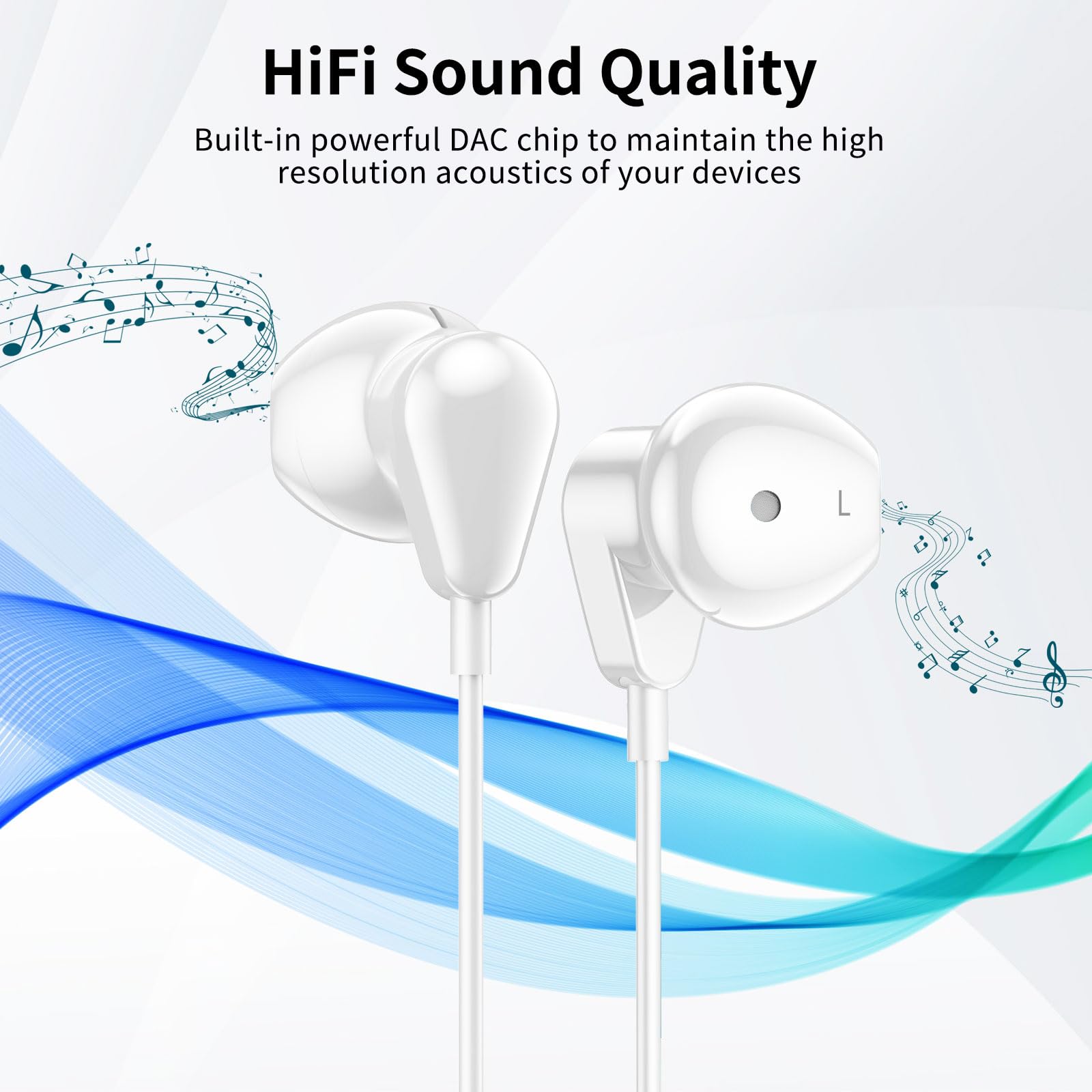 3.5mm Earbuds Wired Headphones for Samsung A25 A15 A14 Galaxy Note 5 8 9 S10E S10+ S8+ S9 Deep Bass 3.5mm Audio Jack iPhone iPad Headset for Google Pixel 5A 4A 3A Moto G Power Pure OnePlus N100, White