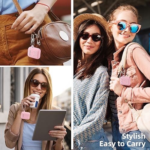 Lerobo Flower Engraved Case for AirPods Case Cover, Stylish Soft Silicone Protector with Keychain, Compatible with Apple AirPods 1st/2nd Generation Charging Case, Front LED Visible, Pink