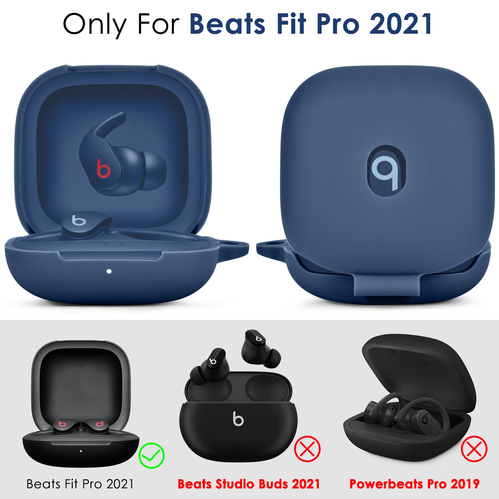 Beats Fit Pro Case Cover, VISOOM Soft Case for Apple Beats Fit Pro 2021 Silicone Protective Beats Pro Case Shockproof Beat Pro Fit Earbuds Case Cover with Keychain for Men Women (Midnight Blue)