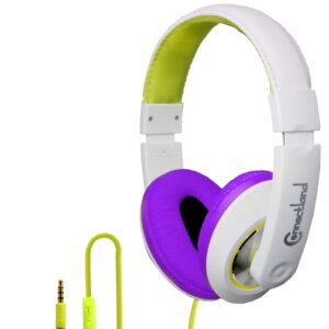 Connectland Over Ear 3.5mm Wired Headphone, Microphone Lightweight Adjustable Headband For Kids,Teens,Adults. iPhone iPad Tablet, Yellow CL-AUD63033