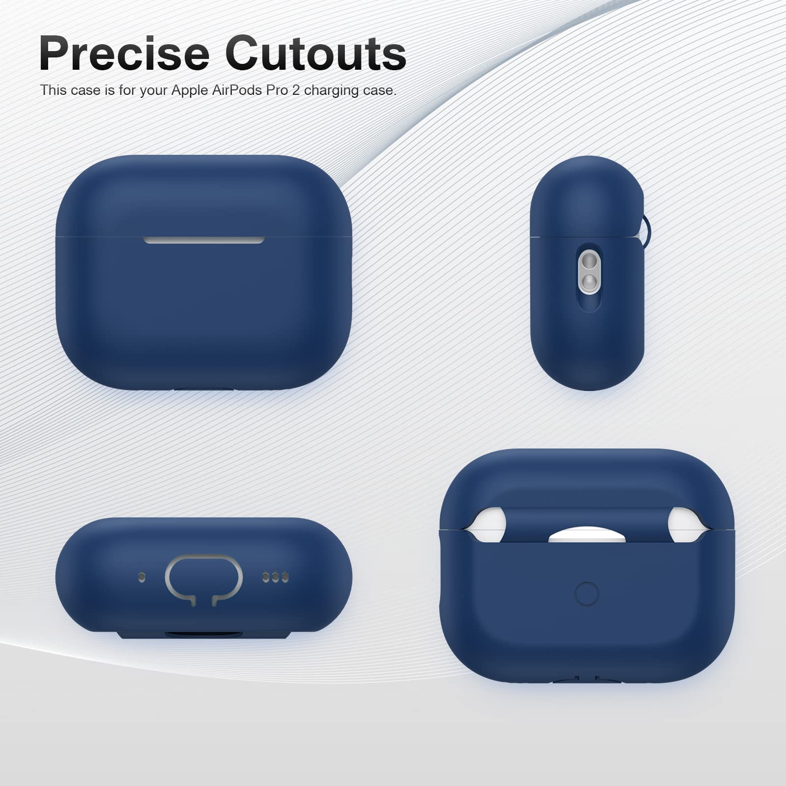 OULUOQI Compatible with AirPods Pro 2 Case 2023/2022, Soft Silicone Skin Cover Shock-Absorbing Protective Case [Front LED Visible]