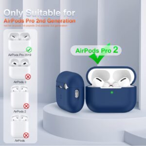 OULUOQI Compatible with AirPods Pro 2 Case 2023/2022, Soft Silicone Skin Cover Shock-Absorbing Protective Case [Front LED Visible]