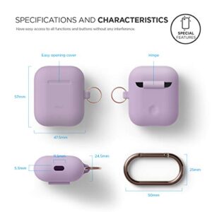 elago Silicone Case with Keychain Compatible with Apple AirPods Case 1 & 2, Front LED Visible, Supports Wireless Charging, Protective Silicone [Lavender]