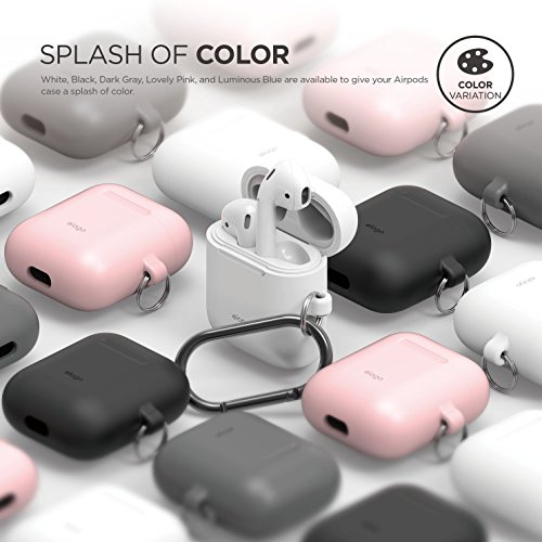 elago Silicone Case with Keychain Compatible with Apple AirPods Case 1 & 2, Front LED Visible, Supports Wireless Charging, Protective Silicone [Lavender]