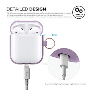 elago Silicone Case with Keychain Compatible with Apple AirPods Case 1 & 2, Front LED Visible, Supports Wireless Charging, Protective Silicone [Lavender]