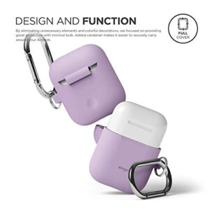 elago Silicone Case with Keychain Compatible with Apple AirPods Case 1 & 2, Front LED Visible, Supports Wireless Charging, Protective Silicone [Lavender]