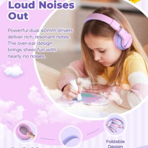 iClever BTH12 Kids Bluetooth Headphones,Colorful LED Lights Wireless Kids Headphones,74/85/94dB Volume Limited,55H Playtime,Bluetooth 5.2,Over Ear Headphones Built-in Mic for iPad/Tablet/Airplane,Pink