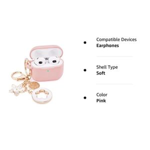 Case for Airpods 3 - VISOOM Pink Airpods 3rd Cases 2021 Silicone for iPod 3 Earbuds Case Cover Women Wireless Charging Case with Accessories Girl Bling Keychain for Apple Ear Buds 3rd Generation