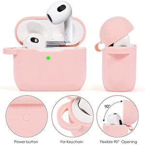 Case for Airpods 3 - VISOOM Pink Airpods 3rd Cases 2021 Silicone for iPod 3 Earbuds Case Cover Women Wireless Charging Case with Accessories Girl Bling Keychain for Apple Ear Buds 3rd Generation