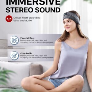 Perytong Sleep Headphones Wireless Headband Stretchable Bluetooth 5.2 Sleep Headband Earphones, Comfy Side Sleeping Earbuds with High Definition Stereo Speakers, Electronics, Gifts for Men Women