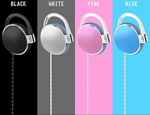 C-YOUNG Clip On Earphones，Over Ear Running Stereophone Headphones for Workout Exercise Gym Compatible for iPhone, Android Mobile Phone, with Microphone and Call Controller Stereo Earphones (Pink)