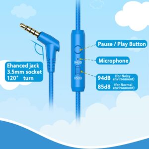 New bee Kids Headphones for School with Microphone KH20 HD Stereo Safe Volume Limited 85dB/94dB Foldable Lightweight On-Ear Headphone for PC/Mac/Android/Kindle/Tablet/Pad(Blue)