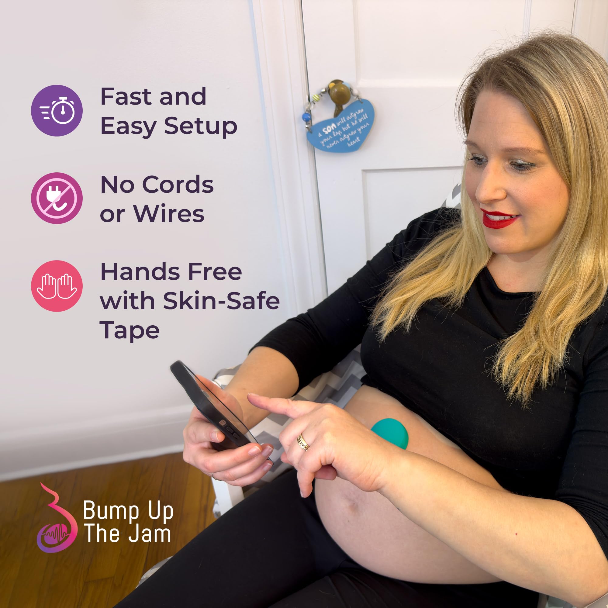 Bump Up The Jam - Baby Bump Headphones (Bluetooth), Safe & Sound Technology (Safe Volume Limit), Skin-Friendly Tape, Dual Speaker (Mom+Baby), Enhanced Bonding with Belly Headphones for Pregnant Women
