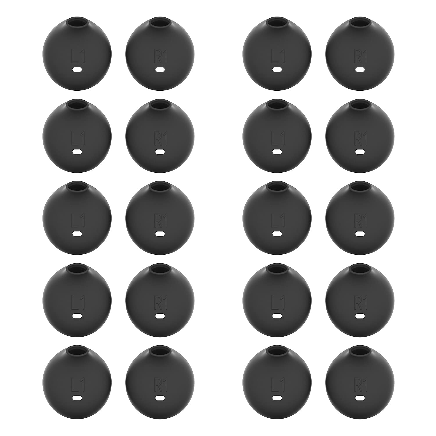 20 Pieces Silicon Replacement Earbuds Tips Cover Ear Gels Buds for Samsung Galaxy Note 5te 7/S7/S6/S6 Edge Earbuds Black