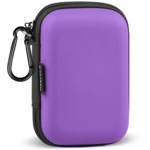 hard eva earbud case earphone carrying case holder headphone small pouch electronic organizer travel bag for phone charger cable, cord, bose wired earbuds, usb flash drive, sd cards -purple