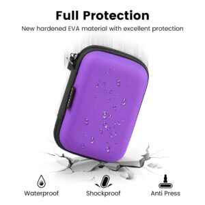 Hard EVA Earbud Case Earphone Carrying Case Holder Headphone Small Pouch Electronic Organizer Travel Bag for Phone Charger Cable, Cord, Bose Wired Earbuds, USB Flash Drive, SD Cards -Purple