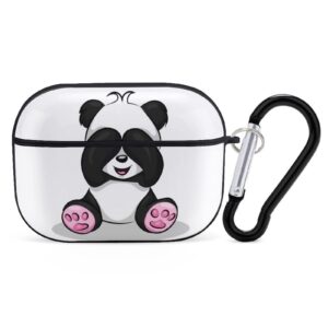 lovely cute panda print airpods pro case with key chain full protective durable shockproof wireless headphone case pc hard case cover for apple airpods pro case 2nd/1st generation