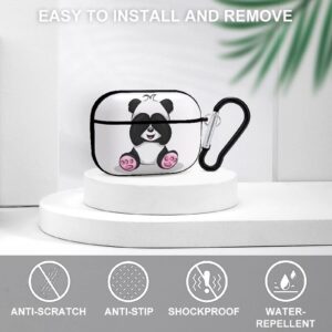 Lovely Cute Panda Print Airpods Pro Case with Key Chain Full Protective Durable Shockproof Wireless Headphone Case PC Hard Case Cover for Apple AirPods Pro Case 2nd/1st Generation