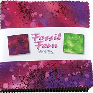 Benartex Fossil Fern Cotton Fabric 5" Squares Charm Pack Quilting Fabric Material for Sewing, 100 Cotton Square Pieces