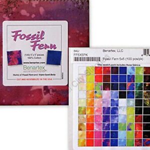 Benartex Fossil Fern Cotton Fabric 5" Squares Charm Pack Quilting Fabric Material for Sewing, 100 Cotton Square Pieces