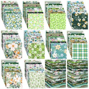 kinlop 600 pcs 5" x 5" floral cotton fabric patchwork fat quarters bundles precut fabric square printed cotton fabric quilting for spring holiday diy craft sewing(green)