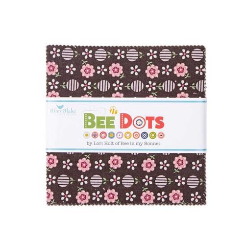 Lori Holt Bee Dots 5" Stacker 42 5-inch Squares Charm Pack Riley Blake Designs 5-14160-42