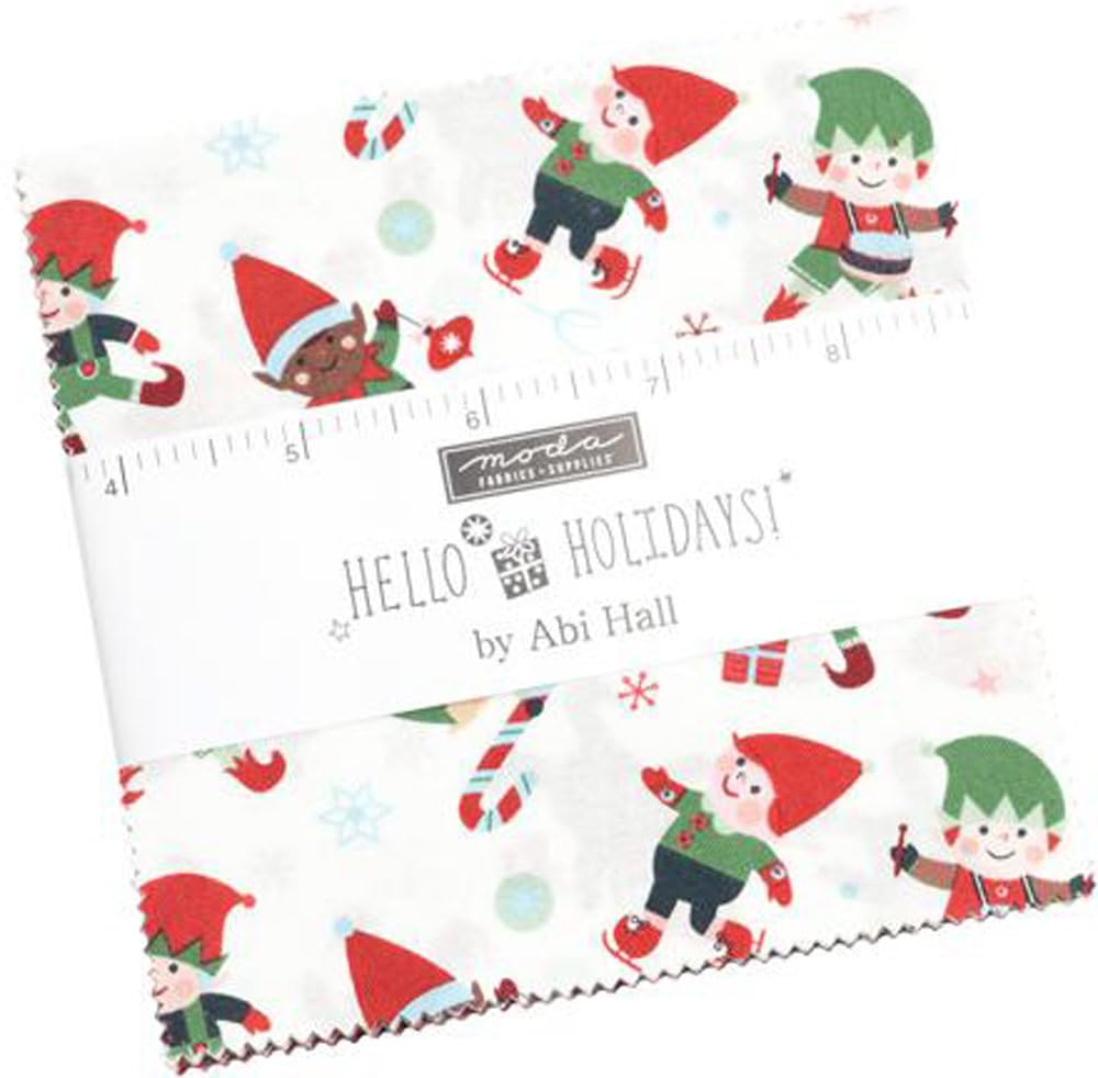 Hello Holidays Charm Pack by Abi Hall; 42-5" Precut Fabric Quilt Squares