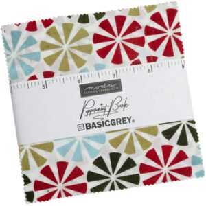 Moda Fabrics Peppermint Bark Charm Pack by BasicGrey; 42-5'' Precut Fabric Quilt Squares