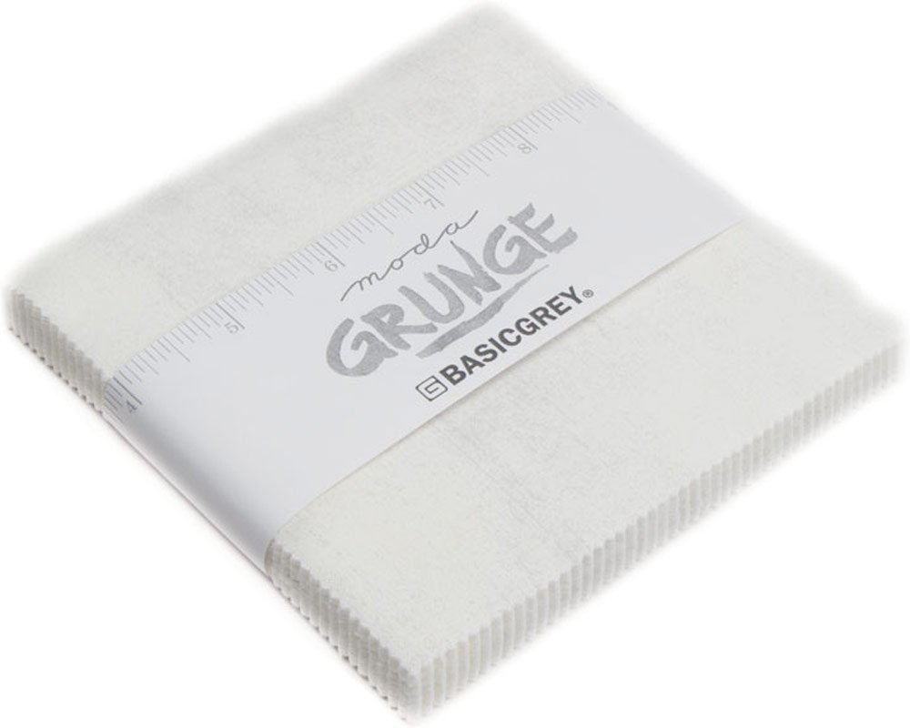 Grunge White Paper Charm Pack by BasicGrey; 42-5 Inch Precut Fabric Quilt Squares