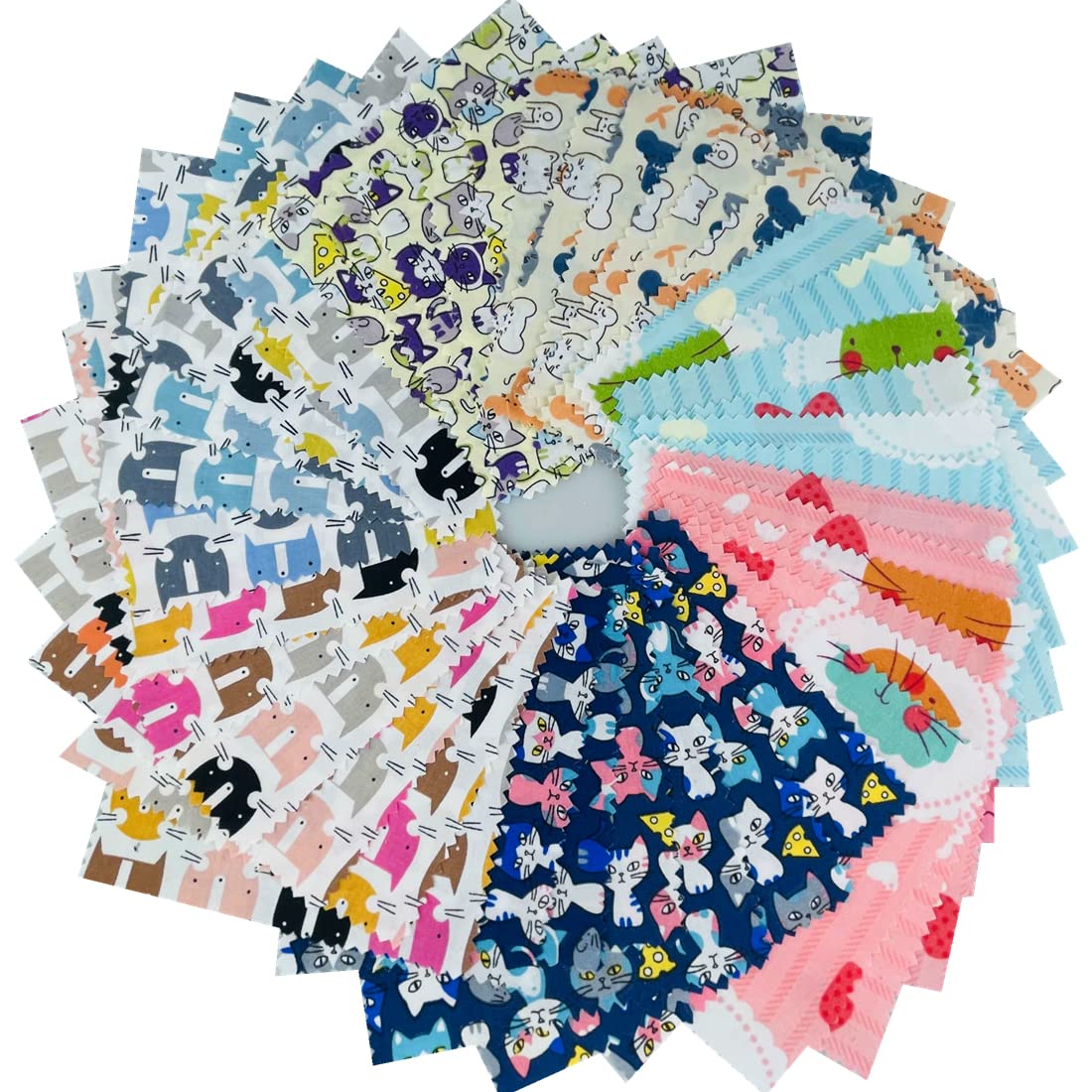 Cat Fabric Squares for Kids,Baby Girl Charm Packs for Quilting,100% Cotton Fabric 42-5" Quilt Squares for Sewing SZRUIZFZ
