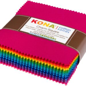 Kona Cotton Bright 101 Palette Charm Square 101 5-inch Squares Charm Pack Robert Kaufman CHS-564-101