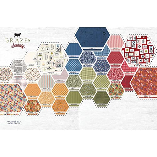 Graze Charm Pack by Sweetwater; 42-5" Precut Fabric Quilt Squares