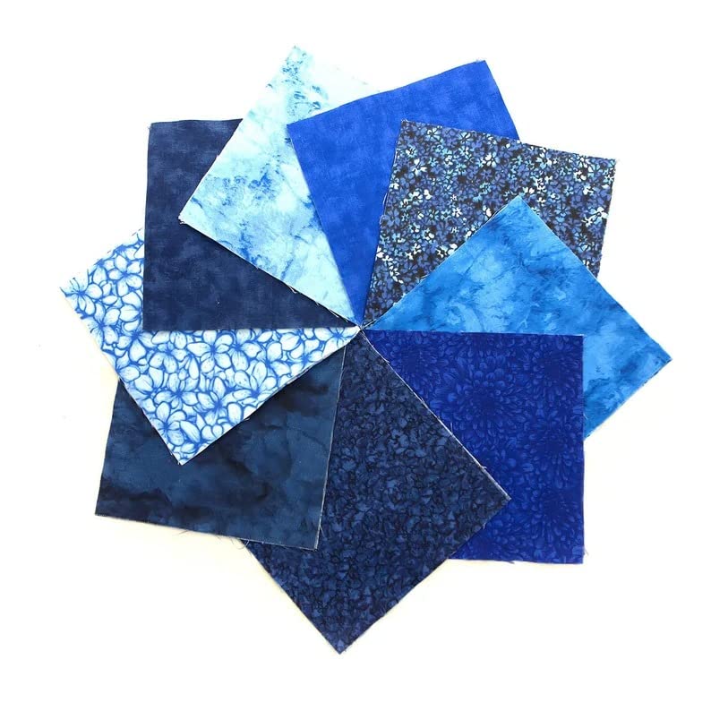 90 Pieces Fabric Cute, It's All Blue pre-Cut Charm Pack 5" Squares 100% Cotton Fabric Quilt Blue Tone-on-Tone