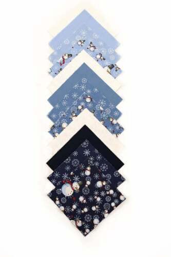 FlashPhoenix Quality Sewing Fabric – 96 Pc Snowman, Snowflake pre-Cut Charm Pack 5 Squares 100% Cotton Fabric Quilt Size: 5x5 Inch