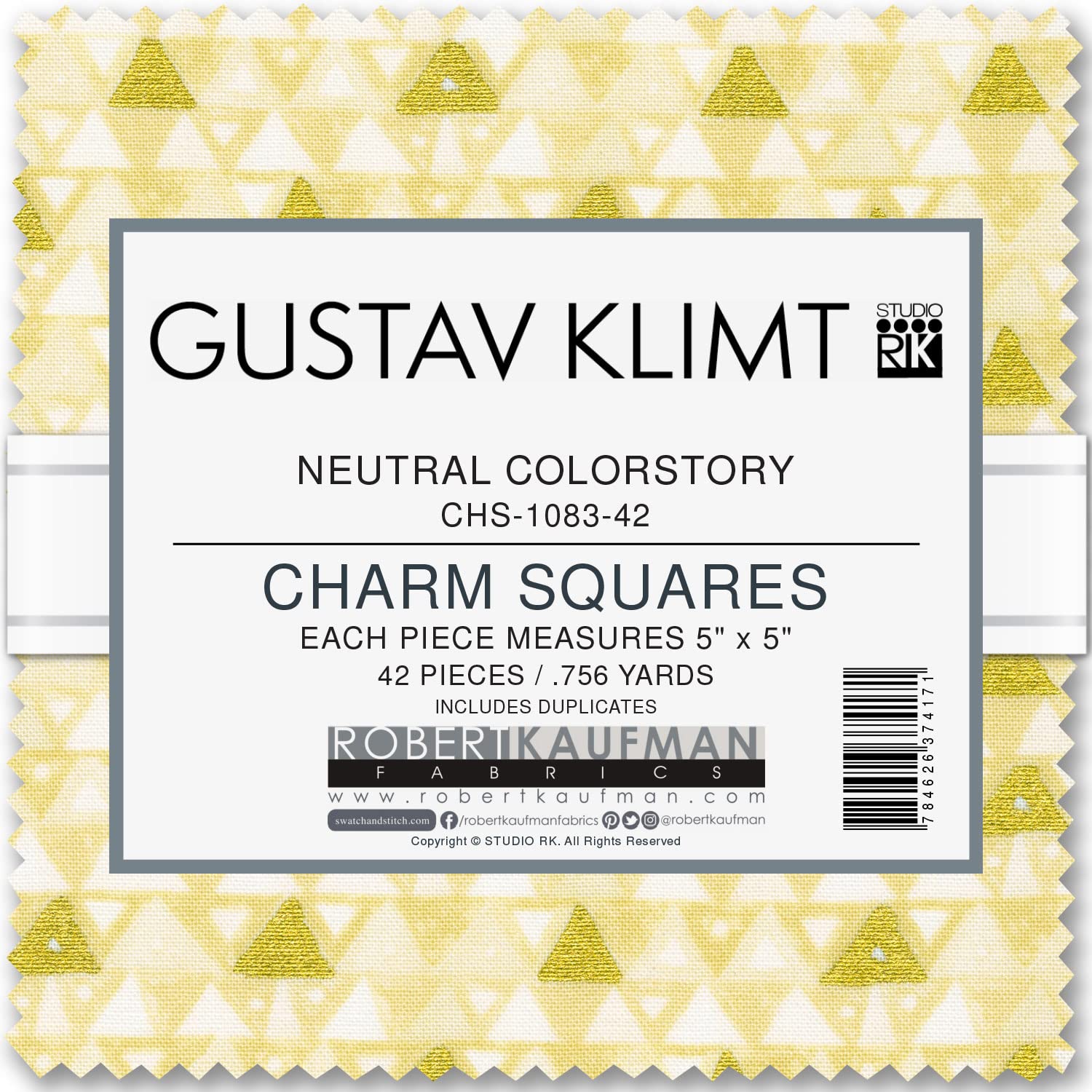 Gustav Klimt Neutral Charm Square 42 5-inch Squares Charm Pack Robert Kaufman Fabrics CHS-1083-42