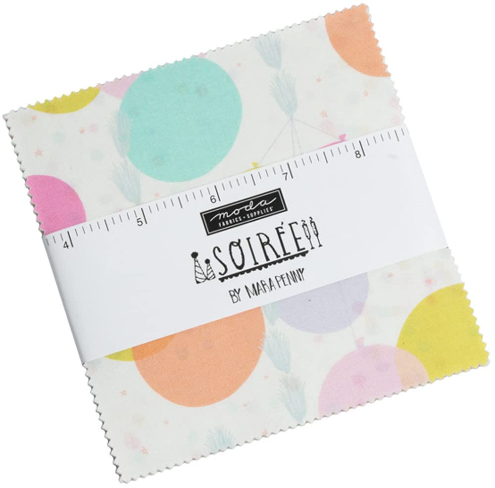 Moda Fabrics Soiree Charm Pack by Mara Penny; 42-5'' Precut Fabric Quilt Squares