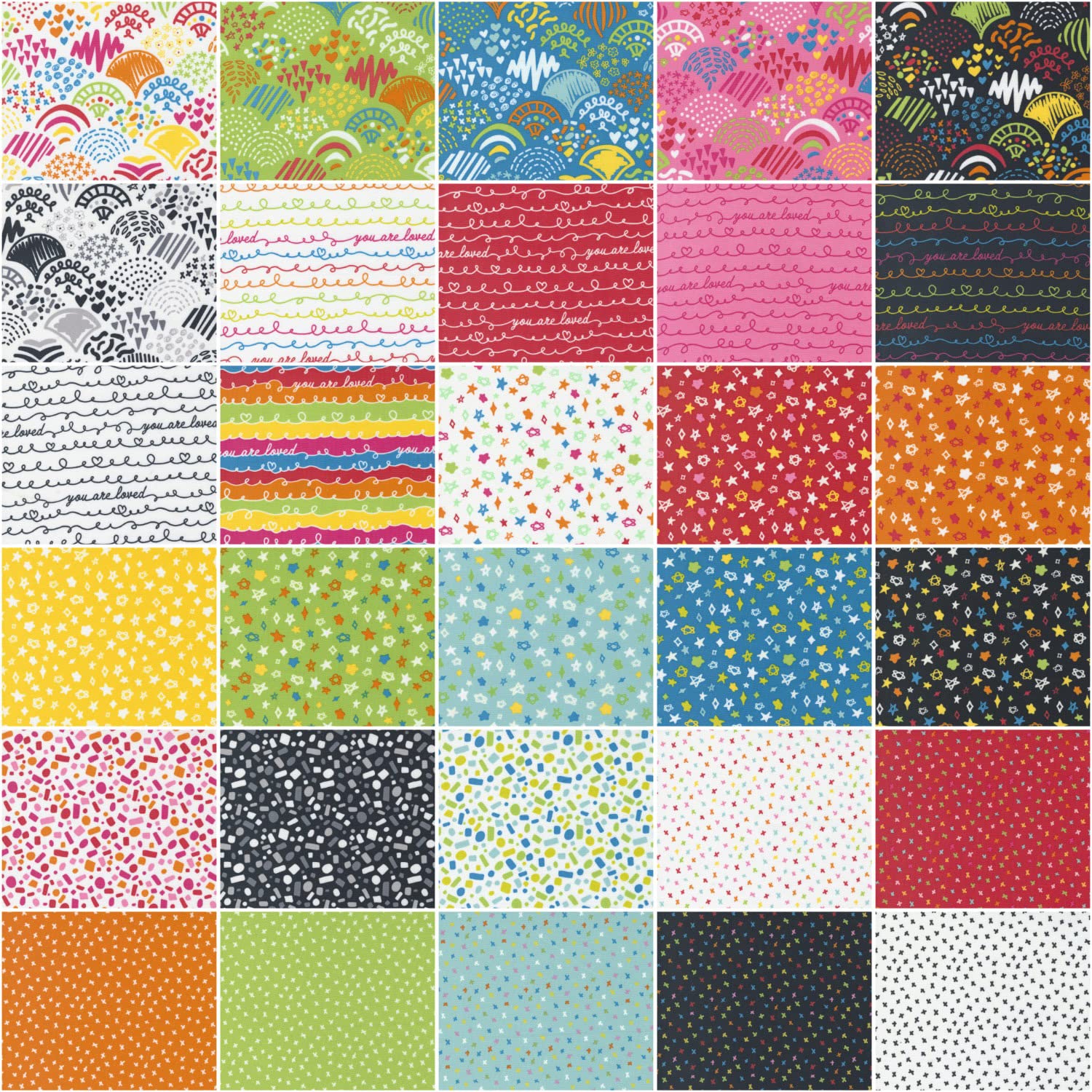 Creativity Glows Charm Pack by Creativity Shell; 42 - 5" Precut Fabric Quilt Squares