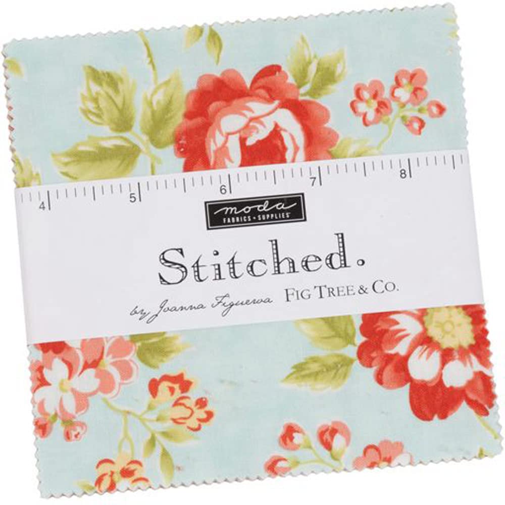 Moda Fabrics Stitched Charm Pack by Joanna Figueroa; 42-5'' Precut Fabric Quilt Squares