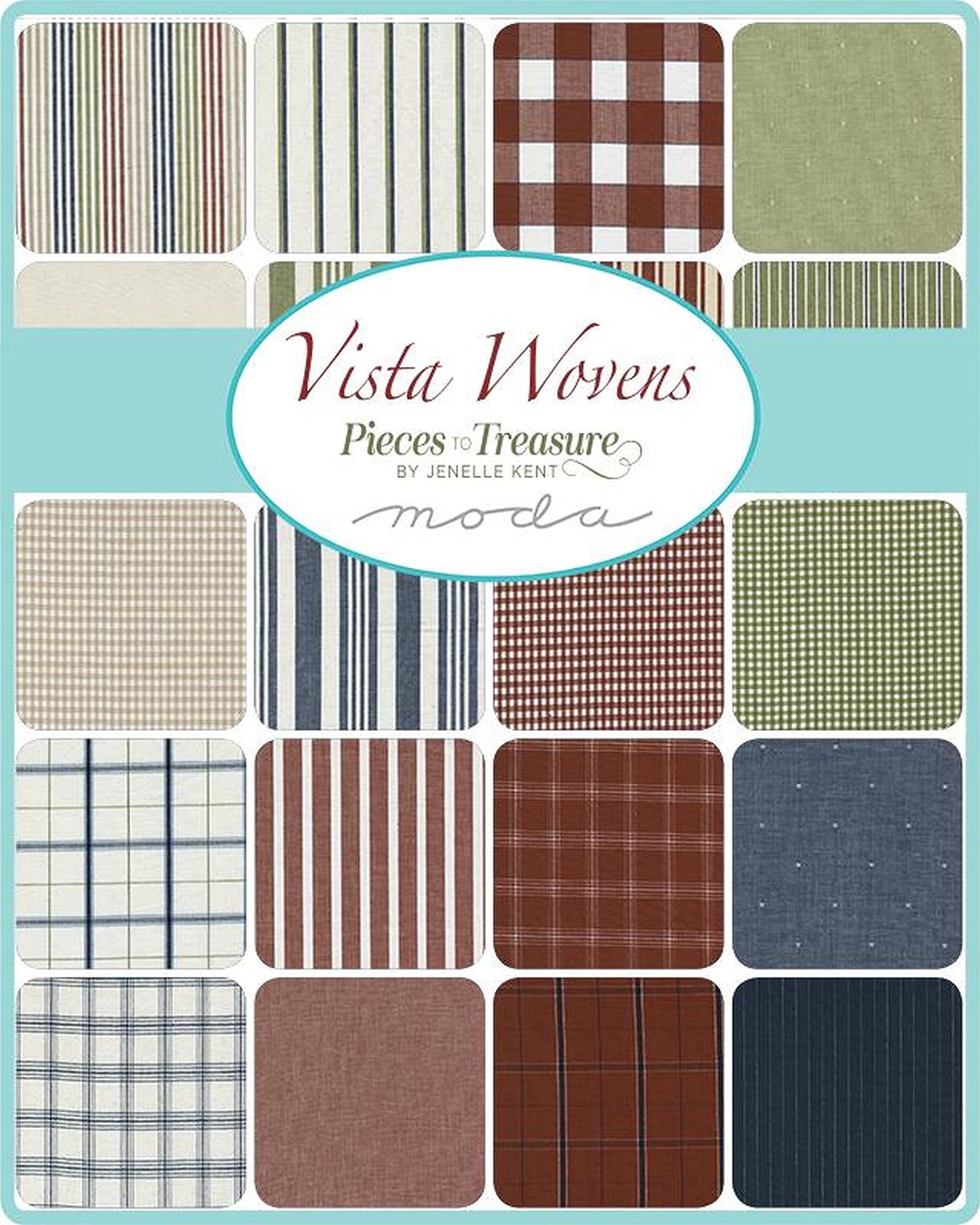 Vista Wovens Charm Pack by Janelle Kent, Pieces to Treasure; 42-5" Precut Fabric Quilt Squares