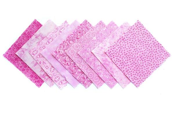 FlashPhoenix Quality Sewing Fabric – It's All Pink 90-pc precut Charm Pack 5 Squares 100% Cotton Fabric Quilt Size: 5x5 Inch