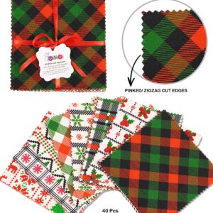 Soimoi Christmas Theme Print Precut 5-inch Cotton Fabric Quilting Squares Charm Pack DIY Patchwork Sewing Craft