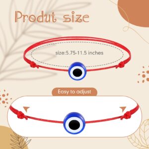 Yinkin 12 Pieces Red Evil Eye Bracelets for Women Protection Bracelet for Christmas Adjustable Lucky Bracelet String Pack Evil Eye Charm Strand Bracelet for Adult Kids Gift