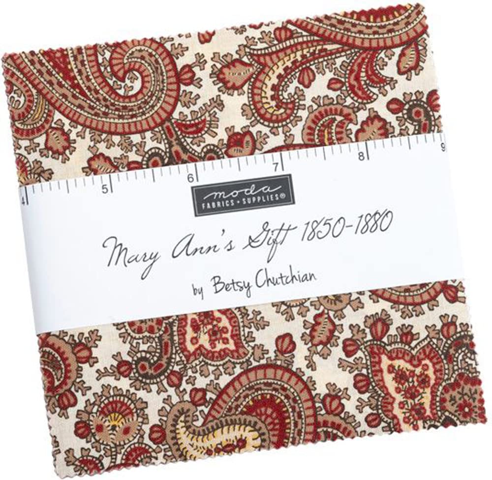 Moda Fabrics Mary Ann's Gift Charm Pack by Betsy Chutchian; 42-5 inch Precut Fabric Quilt Squares, 5 Inches (31630PP)