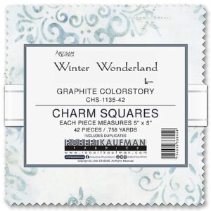 Lunn Studios Artisan Batiks Winter Wonderland Graphite 42 5-inch Squares Robert Kaufman CHS-1135-42