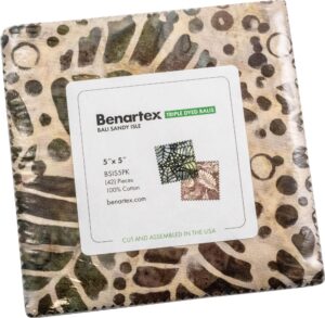 benartex fabrics bali sandy isle five inch squares charm pack