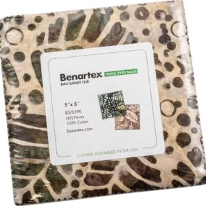 Benartex Fabrics Bali Sandy Isle Five Inch Squares Charm Pack